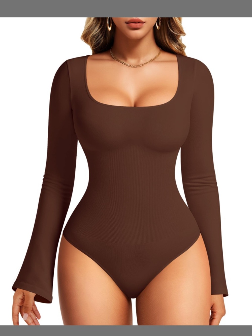 Brown long sleeve bodysuit